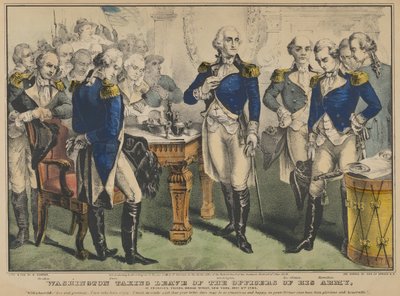 Washington neemt afscheid van de officieren van zijn leger in Francis