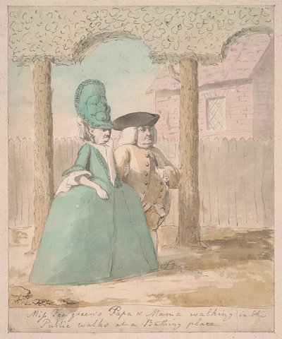 Papa en mama van Miss Peagreen wandelen in de openbare wandelingen op een badplaats door Nathaniel Dance