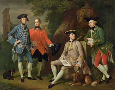 James Grant van Grant, John Mytton, de Eerwaarde Thomas Robinson en Thomas Wynne door Nathaniel Dance Holland