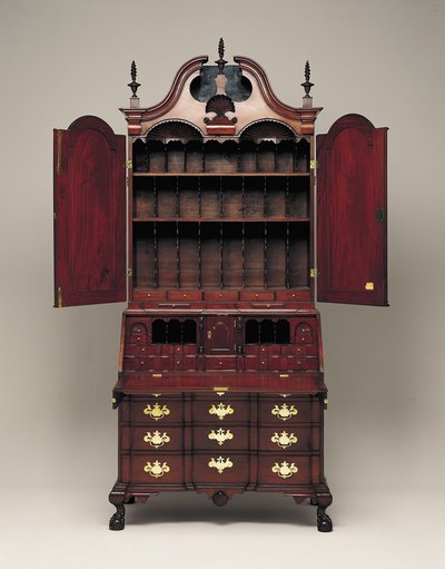 Bureau en boekenkast, ca. 1770-76 door Nathaniel Gould