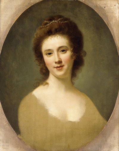 Portret van Miss Sunning, hoofd en schouders door Nathaniel Hone