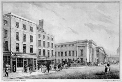 Uitzicht langs Aldersgate Street en St. Martin-le-Grand naar St. Paul