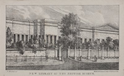 Uitzicht op de nieuwe bibliotheek van het British Museum, ca. 1830 door Nathaniel Whittock
