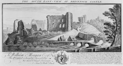 Het zuidoostelijke uitzicht van Brecknock Castle, 1741 door Nathaniel and Samuel Buck