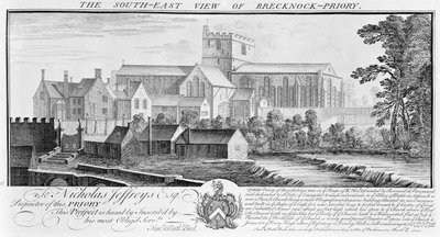 Het zuidoostelijke uitzicht van Brecknock Priory, 1741 door Nathaniel and Samuel Buck