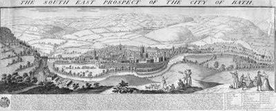 Het zuidoostelijke uitzicht van de stad Bath, 1734 door Nathaniel and Samuel Buck