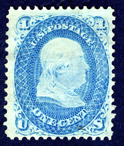 1c Franklin F Grill single, 1867 door National Bank Note Company