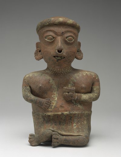 Vrouwelijke figuur, deel van zittend paar, 300 BC-AD 300 door Nayarit Nayarit