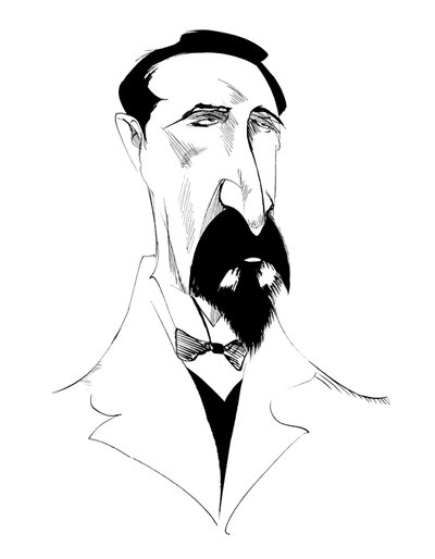 Alexander Borodin, Russische componist, zwart-wit karikatuur, 2010 door Neale Osborne door Neale Osborne