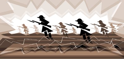 Eerste Wereldoorlog soldaten met bajonetten - opkomend uit loopgraven door Neale Osborne