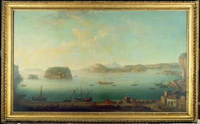 Een Uitzicht op de Kust nabij Napels met de Eilanden Nisida, Procida, Ischia en Capri, c.1780 door Neapolitan School