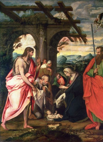 Geboorte van Christus met St. Paulus en St. Johannes de Doper door Neapolitan School