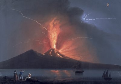 Napels: Vesuvius uitbarstend, 22 oktober 1822 door Neapolitan School