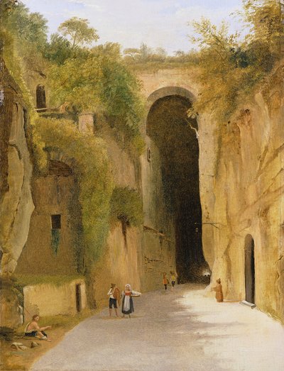 De Crypta Napoletana, onder de Posillipo heuvel, Napels, c.1840 door Neapolitan School