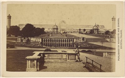 [Lang bovenaanzicht van het Crystal Palace gebouw en terrein]. door Negretti and Zambra