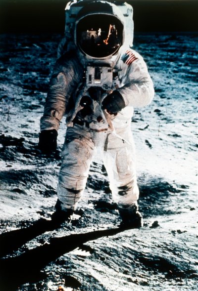 Buzz Aldrin op de Maan, Apollo 11 missie, juli 1969 door Neil Armstrong