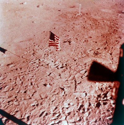 Amerikaanse vlag op de Maan, Apollo 11 missie, juli 1969 door Neil Armstrong