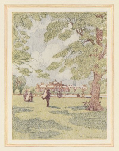 Kensington Palace vanuit de tuinen door Nelson Dawson