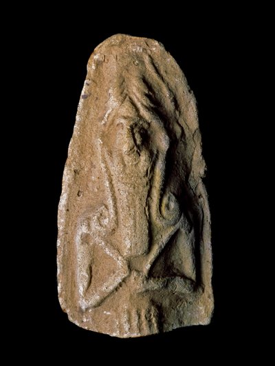 Sumerische beschaving: beeldje van god krijger. Terracotta sculptuur. Neo-Sumerische periode (tussen 2093 en 2004 v.Chr.) Uit de buurt van de site van Ur. Bagdad, Nationaal Irak Museum door Neo Sumerian