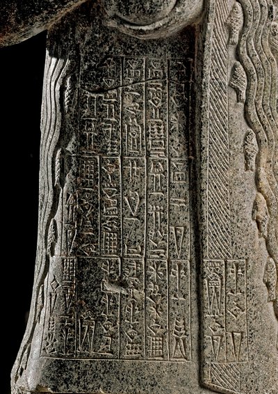 Sumerische kunst: detail van het standbeeld van Gudea, prins van Lagash door Neo Sumerian Neo Sumerian