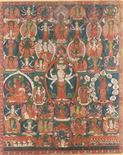Een Paubha van elfhoofdige Avalokiteshvara door Nepalese School