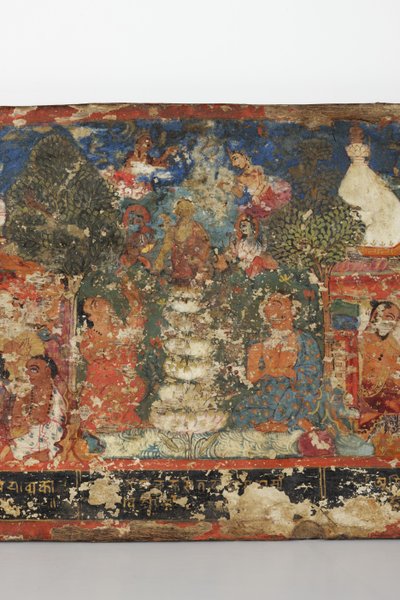 Detail van een boeddhistisch manuscriptomslag door Nepalese School