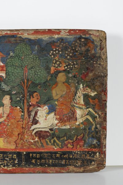 Detail van een boeddhistisch manuscriptomslag door Nepalese School