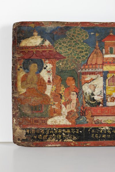 Detail van een Boeddhistisch manuscriptomslag door Nepalese School