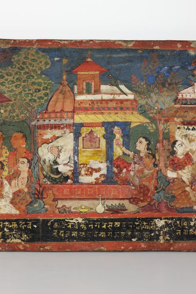 Detail van een Boeddhistisch manuscriptomslag door Nepalese School