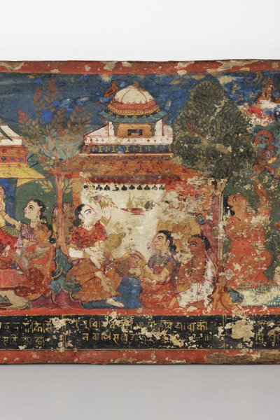 Detail van een Boeddhistisch manuscriptomslag door Nepalese School