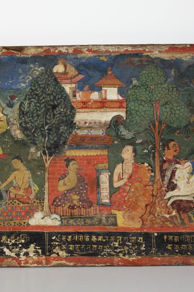 Detail van een boeddhistisch manuscriptomslag (detail) door Nepalese School