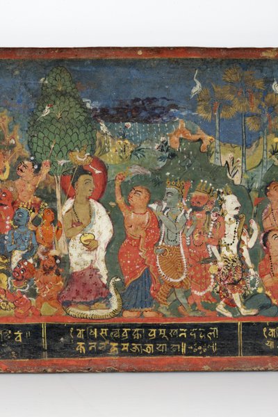 Detail van een boeddhistisch manuscriptomslag (detail) door Nepalese School