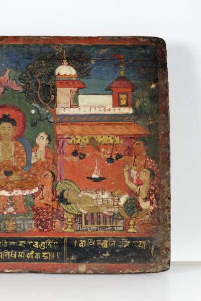 Detail van een boeddhistisch manuscriptomslag (detail) door Nepalese School