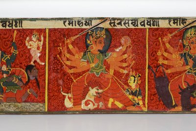 Detail van een Devimahatmya-manuscriptomslag door Nepalese School