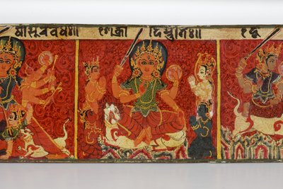 Detail van een Devimahatmya-manuscriptomslag door Nepalese School