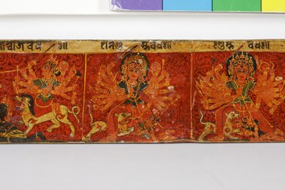 Detail van een Devimahatmya-manuscriptomslag door Nepalese School