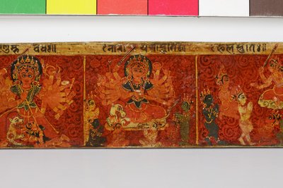 Detail van een Devimahatmya-manuscriptomslag door Nepalese School