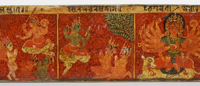 Detail van een Devimahatmya-manuscriptomslag door Nepalese School