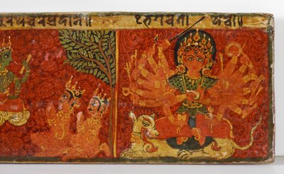 Detail van een Devimahatmya-manuscriptomslag door Nepalese School
