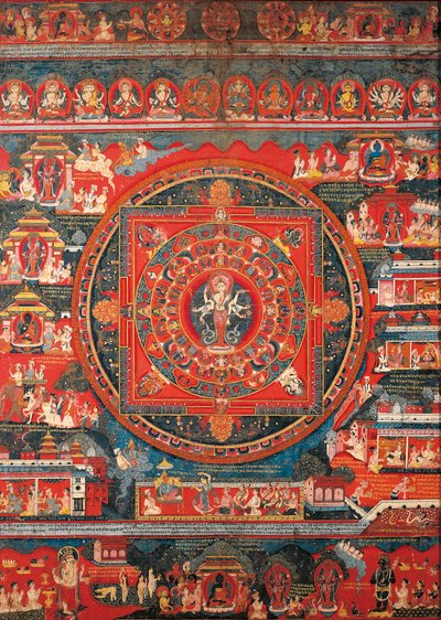 Mandala van Amoghapasa door Nepalese School