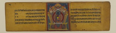 Pagina uit een boeddhistisch manuscript met een illustratie van Akshobhya, 16e-17e eeuw door Nepalese School