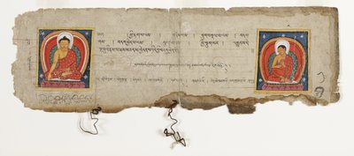 Pagina uit een Boeddhistisch manuscript, mogelijk uit de Mahashitalanika, c.1400 door Nepalese School