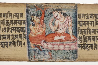 Sudhana knielt voor een bodhisattva, uit de Gandavyuha door Nepalese School