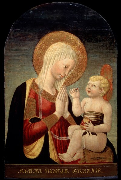 Madonna en Kind met Granaatappel door Neri di Bicci