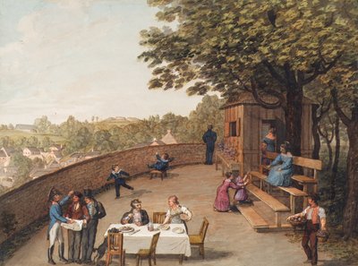Bij de Bockkeller in Wenen-Nussdorf door Leopold Blonder