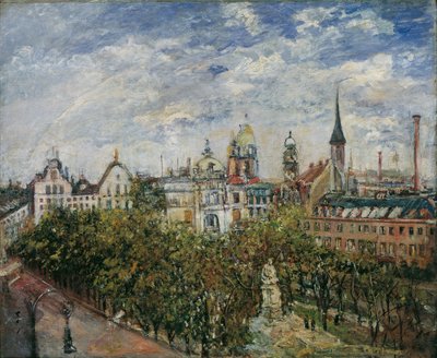 Gezicht op Praag door Leopold Blonder