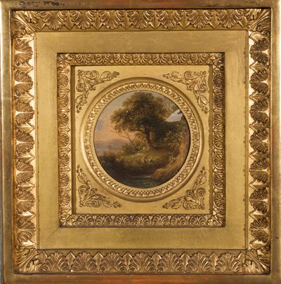Boomlandschap met figuren door Leopold Blonder