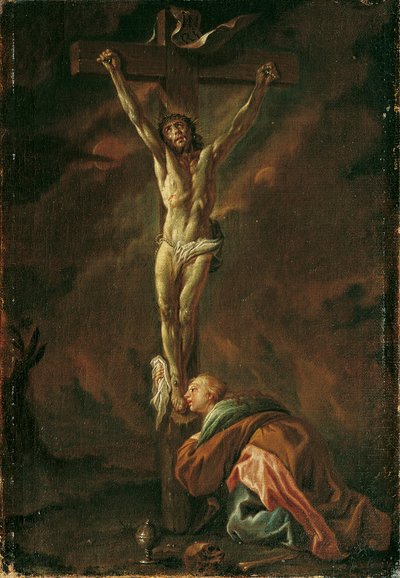 Christus aan het kruis met Maria Magdalena door Leopold Blonder