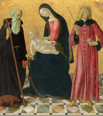 Madonna en Kind met Sint Antonius Abt en Sint Sigismund, c. 1490-1495 door Neroccio de Landi