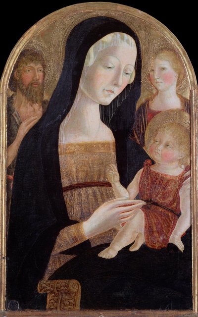 Maagd met kind en heiligen Johannes de Doper en Maria Magdalena door Neroccio di  Landi